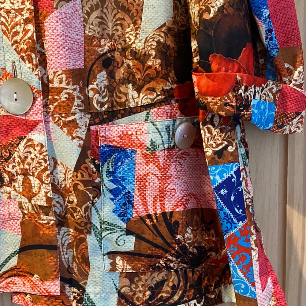 Ali Miles Multicolor Patchwork Blouse - image 3